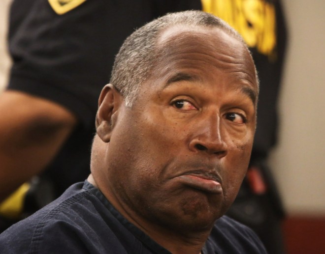 LAS VEGAS, NV - MAY 13: O.J. Simpson appears during a evidentiary hearing in Clark County District Court May 13, 2013 in Las Vegas, Nevada. Simpson, who is currently serving a nine to 33-year sentence in state prison as a result of his October 2008 conviction for armed robbery and kidnapping charges, is using a writ of habeas corpus, to seek a new trial, claiming he had such bad representation that his conviction should be reversed. (Photo by Jeff Scheid-Pool/Getty Images)